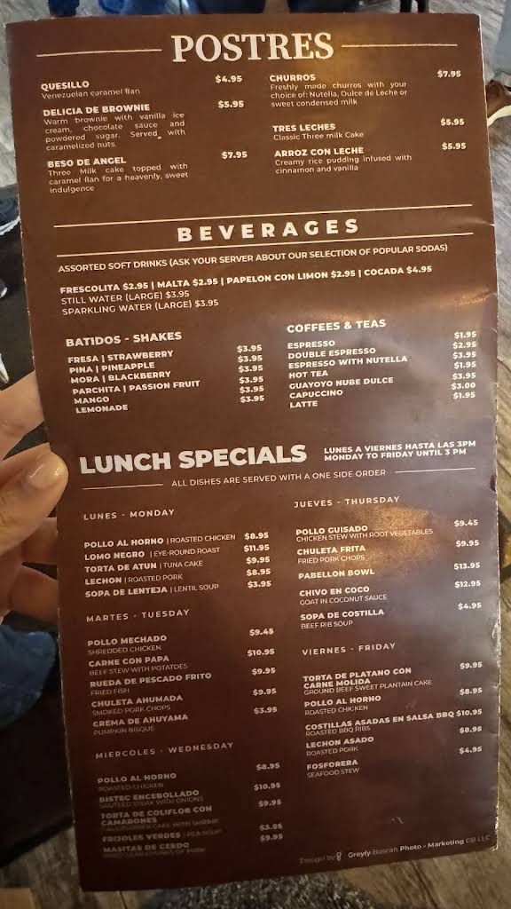 MARACAIBO Menu 1