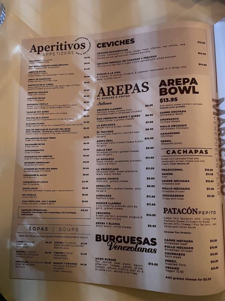 MARACAIBO Menu 6